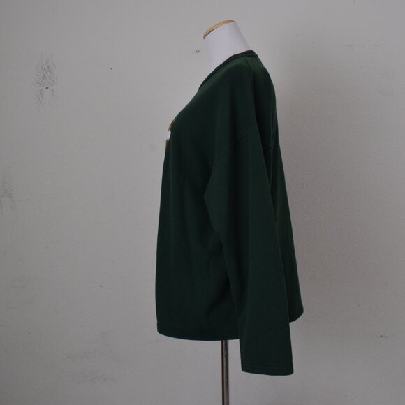 Vintage 90s Cotton/Poly Green Christmas Sweatshirt size X Large‎ - Picture 2 of 13